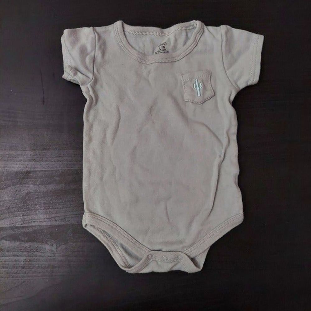 Yoga Sprout Short Sleeve Bodysuit 3-6 Months Blue Cactus Slate Grey